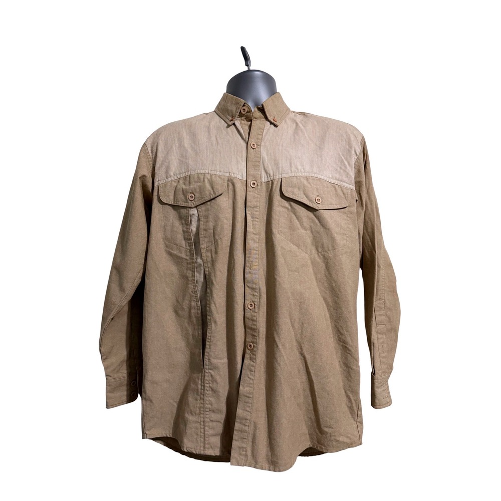 Vintage Spindle River Western Long Sleeve Shirt Mens size S Tan White‎ A2